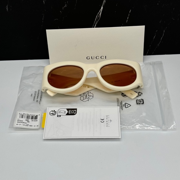 NEW GUCCI GG1544S 004 WOMEN SUNGLASSES GUCCI GG 1544S 004 WHITE BROWN EYEWEAR - Picture 12 of 12